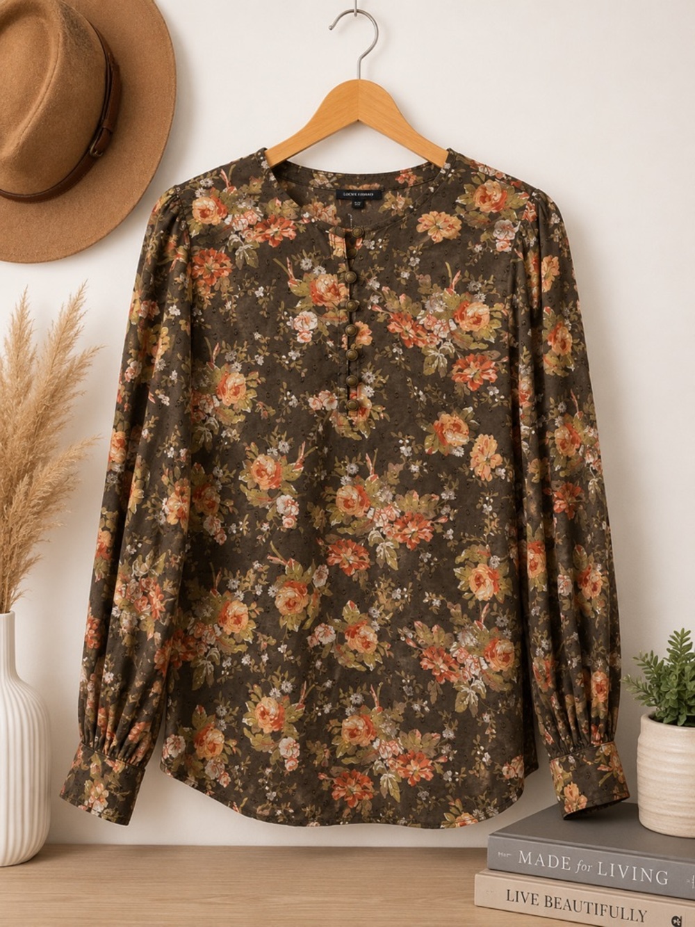Anthropologie Size Small Floral Swiss Dot Metallic Thread Cotton Boho Blouse 🌸